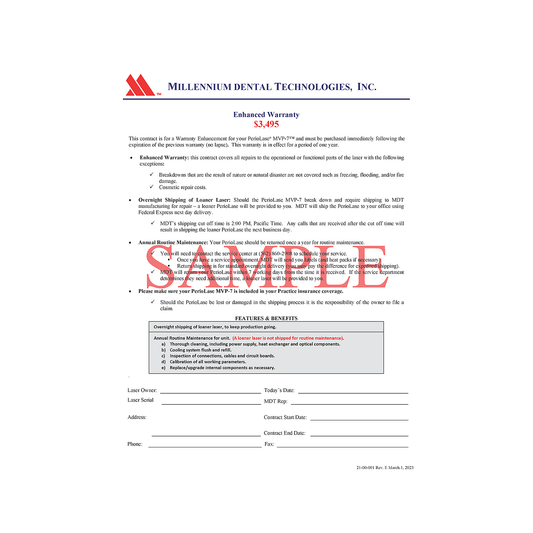 Warranty Service Agreement (with Loaner PerioLase® MVP-7™)