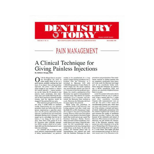 Reprint - A Clinical Technique for Giving Painless Injections - Dentistry Today - 25pk