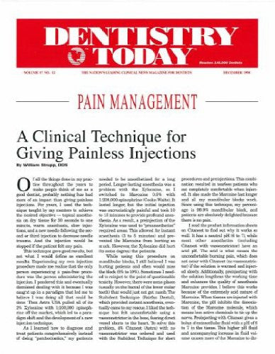 Reprint - Dentistry Today; December 1998 - Qty 25